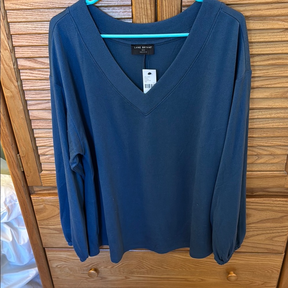 NWT 🌸 Lane Bryant Blue V-Neck Sweater Size 10/12